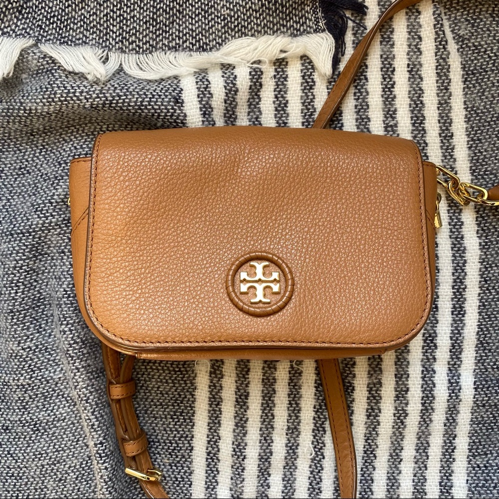 Tory Burch Tan and Gold Crossbody Purse